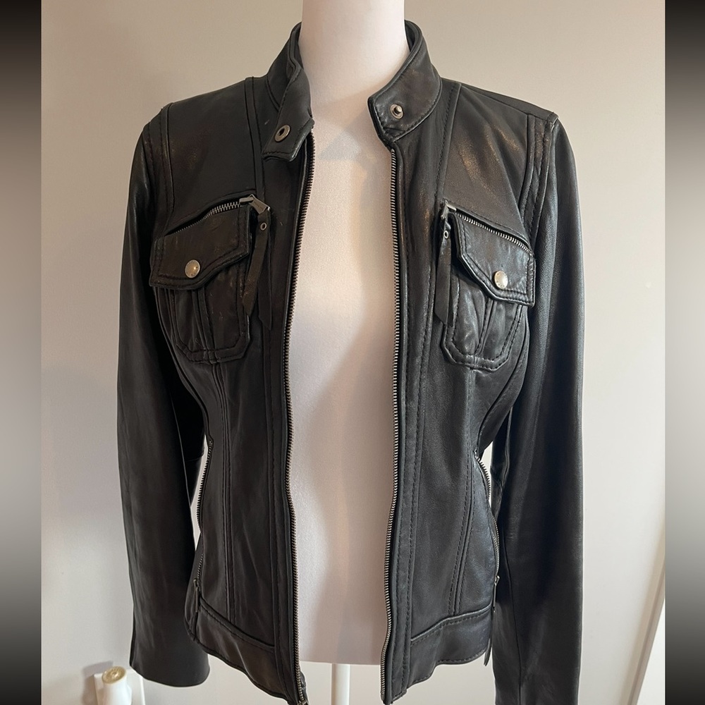 Michael Kors Leather Biker Jacket. Like New